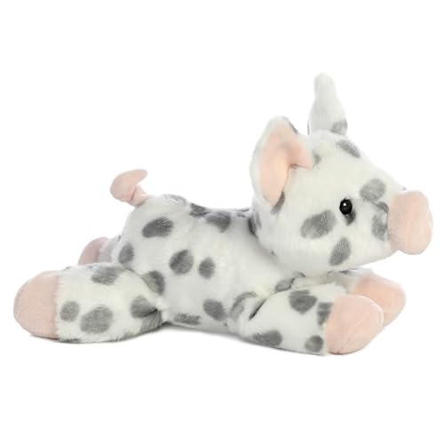 Aurora Mini Flopsie 8.5" White Spotted Piglet Plush – Soft Stuffed Animal for Kids & Adults
