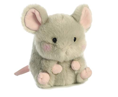 Aurora Rolly Pet Frisk Mouse Stuffed Animal - 5" Gray Plush, Sits & Rolls, Compact Travel Toy