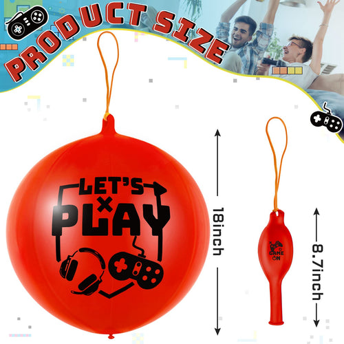 32-Pack Video Game Punch Balloons with Pixel Patterns – Deekin Party Favors (Blue, Red, Yellow, Green)