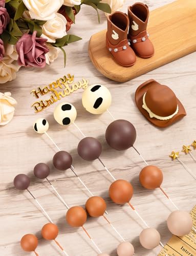 32-Piece Cowboy Cake Topper Set – PVC Hat & Boots, Foam Balls, Western Theme Party Decor