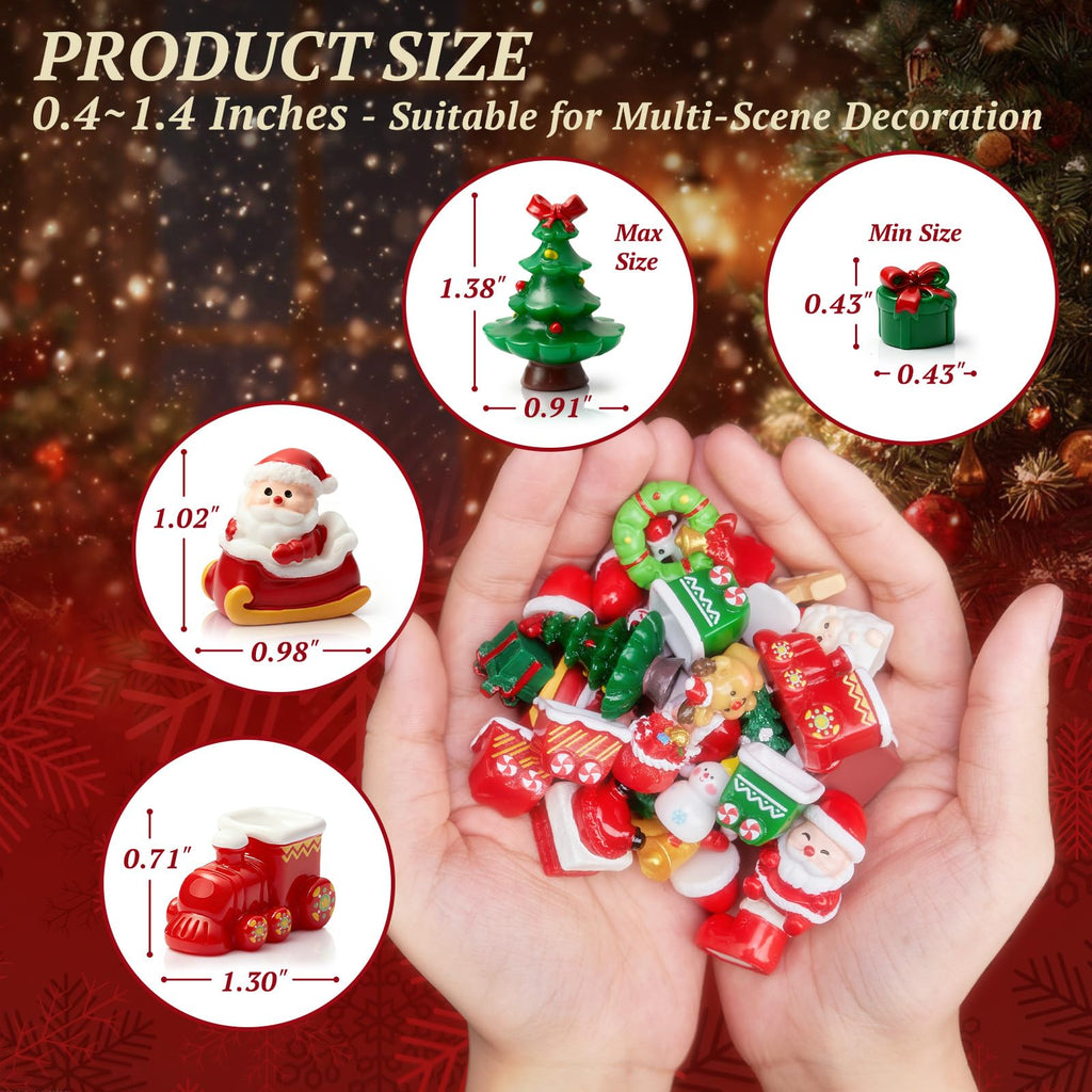 32-Piece Mini Christmas Figurine Set – Resin Santa, Reindeer & Snowmen for DIY Decor