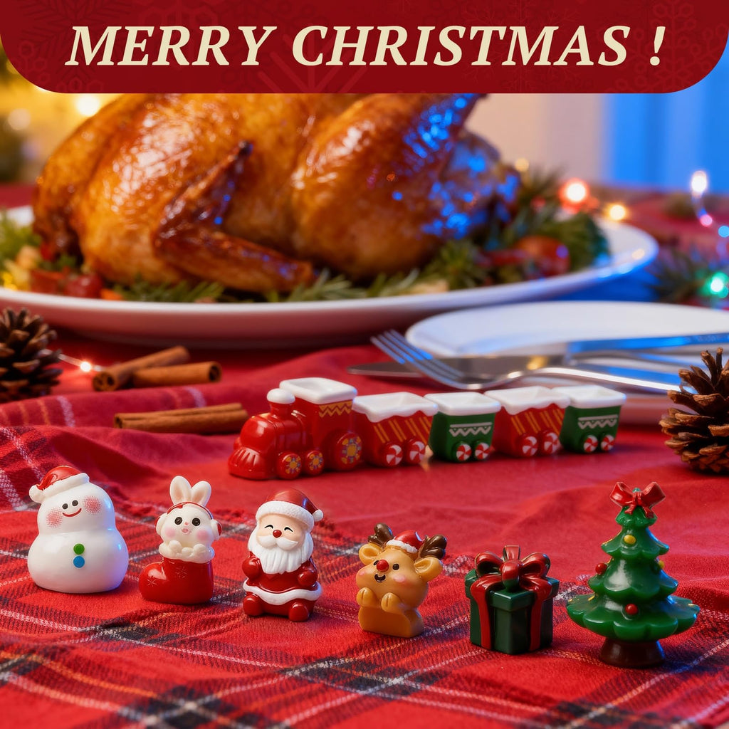 32-Piece Mini Christmas Figurine Set – Resin Santa, Reindeer & Snowmen for DIY Decor