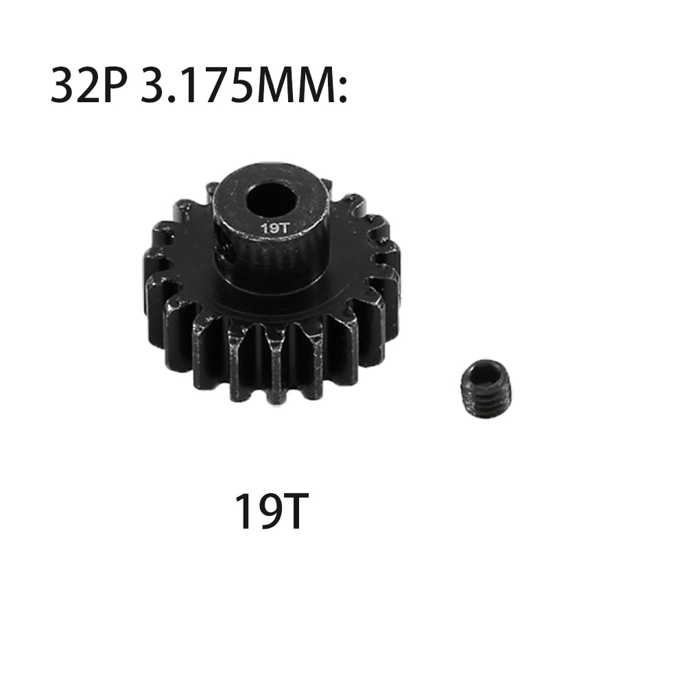 32 Pitch Steel Pinion Gear Set 15T-19T for 3.175mm Motor Shaft – Compatible with 1/10 RC Crawlers