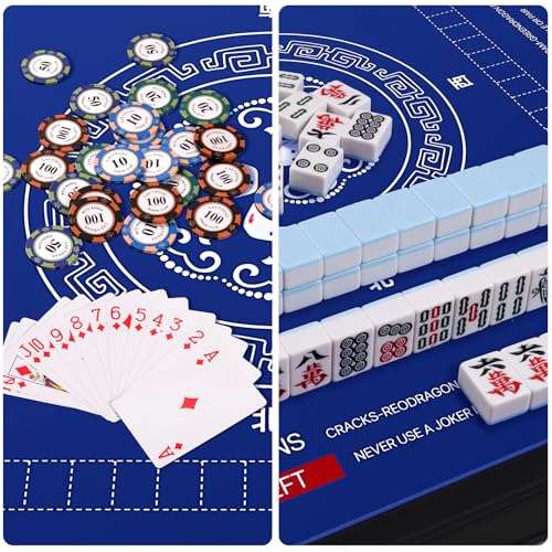 32.4 x 32.4 Inch Mahjong Mat - Anti-Slip, Noise Reducing, Waterproof Gaming Surface (Navy Blue)