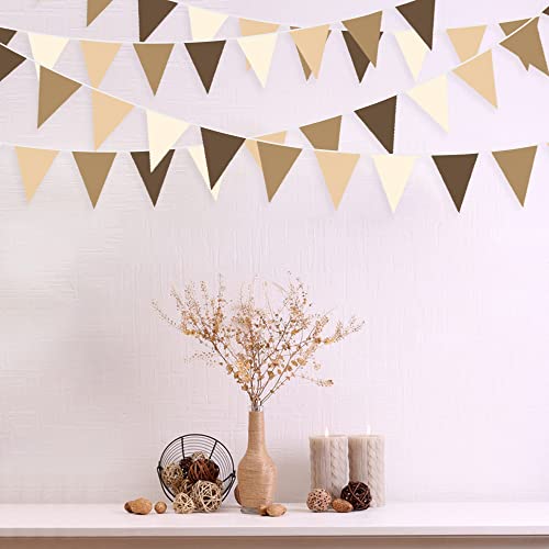 32ft Brown Cotton Bunting Banner - Fabric Triangle Flags for Woodland Baby Shower & Safari Party