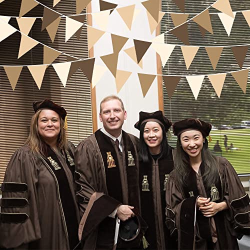 32ft Brown Cotton Bunting Banner - Fabric Triangle Flags for Woodland Baby Shower & Safari Party