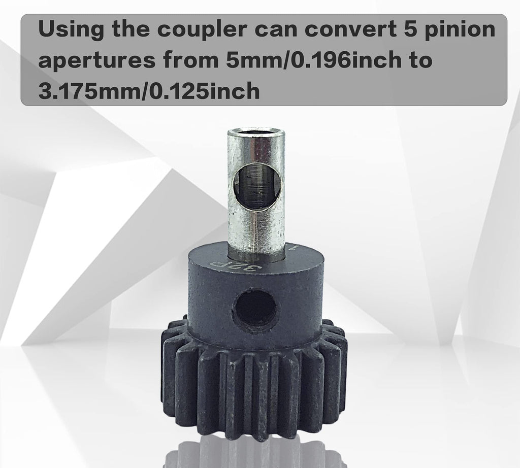 32P 5mm Hardened Metal Pinion Motor Gear Set 13T-21T with 3.175mm Coupler for RC Cars