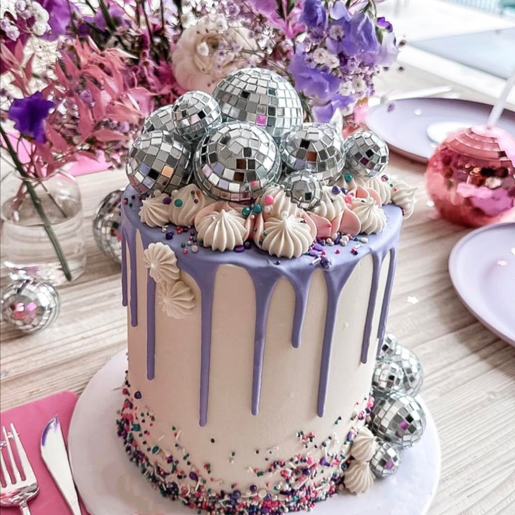 33-Piece Disco Ball Cake Toppers Set with Mirrored Foam Balls, Stars & Happy Birthday Sign for 70s 80s Themed Parties