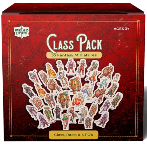35 Flat D&D Miniatures with Bases – Hard Cardboard, 28-32mm Scale, for Dungeons & Dragons 5e