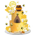 35-Piece Bee Cake Toppers Set with Honey Jar, Honeycomb, Bees & Daisies – HAVAGDTM Clay Decorations for Bee Theme Birthday & Baby Shower