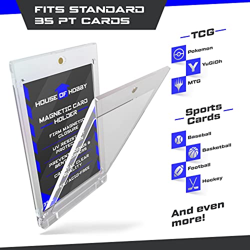 35pt Magnetic Card Holders – 10 Pack Clear UV-Resistant Plastic for Trading Cards
