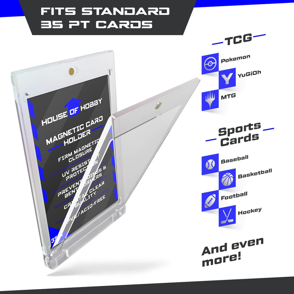 35pt Magnetic Card Holders – 10 Pack Clear UV-Resistant Plastic for Trading Cards