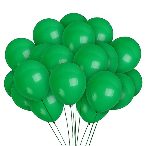 36 Emerald Green Latex Balloons 12 Inch – Dark Hunter Green Party Balloons with Ribbon by Treasures Gifted
