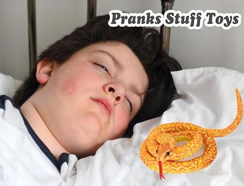 3.6-Foot Soft Snake Plush Toy - Realistic Yellow Stuffed Animal for Pranks and Gifts