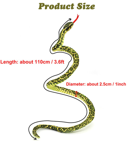 3.6-Foot Soft Snake Plush Toy - Realistic Yellow Stuffed Animal for Pranks and Gifts