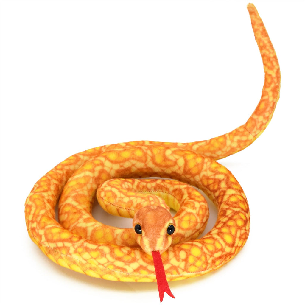 3.6-Foot Soft Snake Plush Toy - Realistic Yellow Stuffed Animal for Pranks and Gifts
