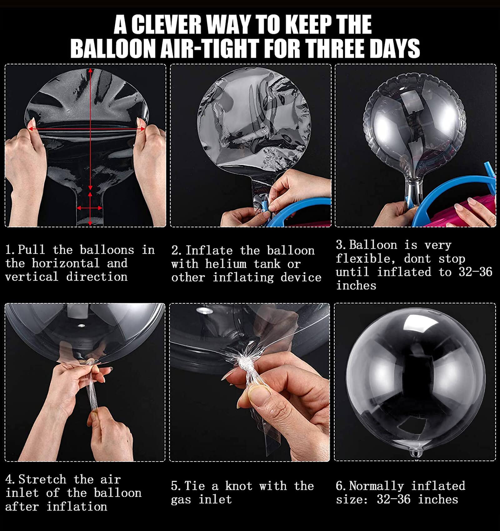 36 Inch Clear Bobo Balloons 12-Pack – Large TPU Bubble Balloons for Party Decor