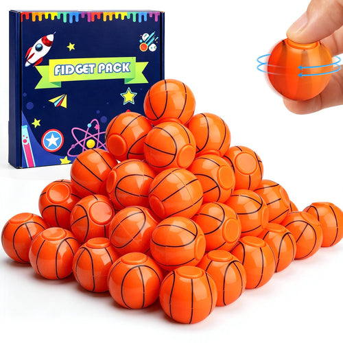 36 Mini Basketball Fidget Spinners - Party Favors, Stocking Stuffers, Classroom Prizes - Umnodobn