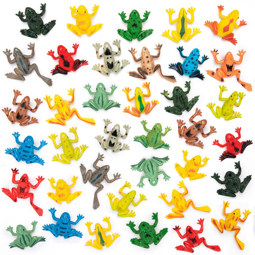 36 Mini Plastic Frog Toys – Realistic Small Frog Figures for Kids, Bulk Set for Dioramas, Sensory Play, and Bath Fun