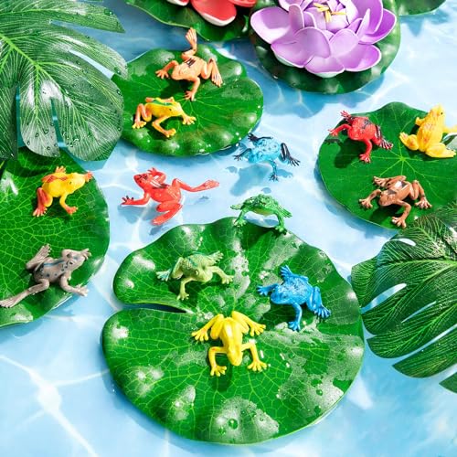 36 Mini Plastic Frog Toys – Realistic Small Frog Figures for Kids, Bulk Set for Dioramas, Sensory Play, and Bath Fun