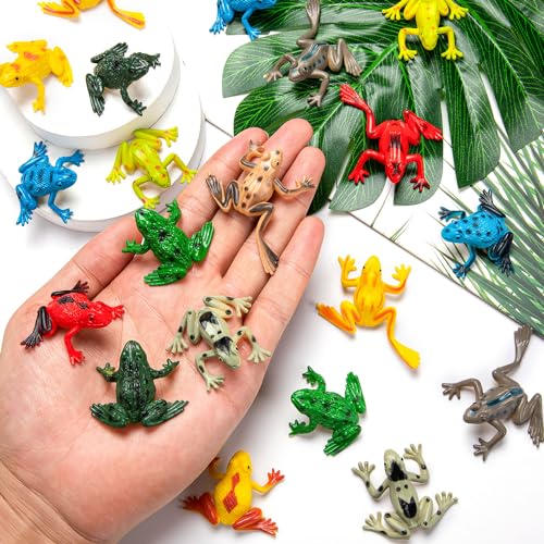 36 Mini Plastic Frog Toys – Realistic Small Frog Figures for Kids, Bulk Set for Dioramas, Sensory Play, and Bath Fun
