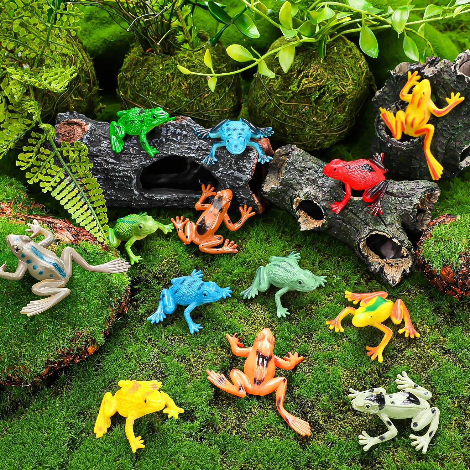 36 Mini Plastic Frog Toys – Realistic Small Frog Figures for Kids, Bulk Set for Dioramas, Sensory Play, and Bath Fun