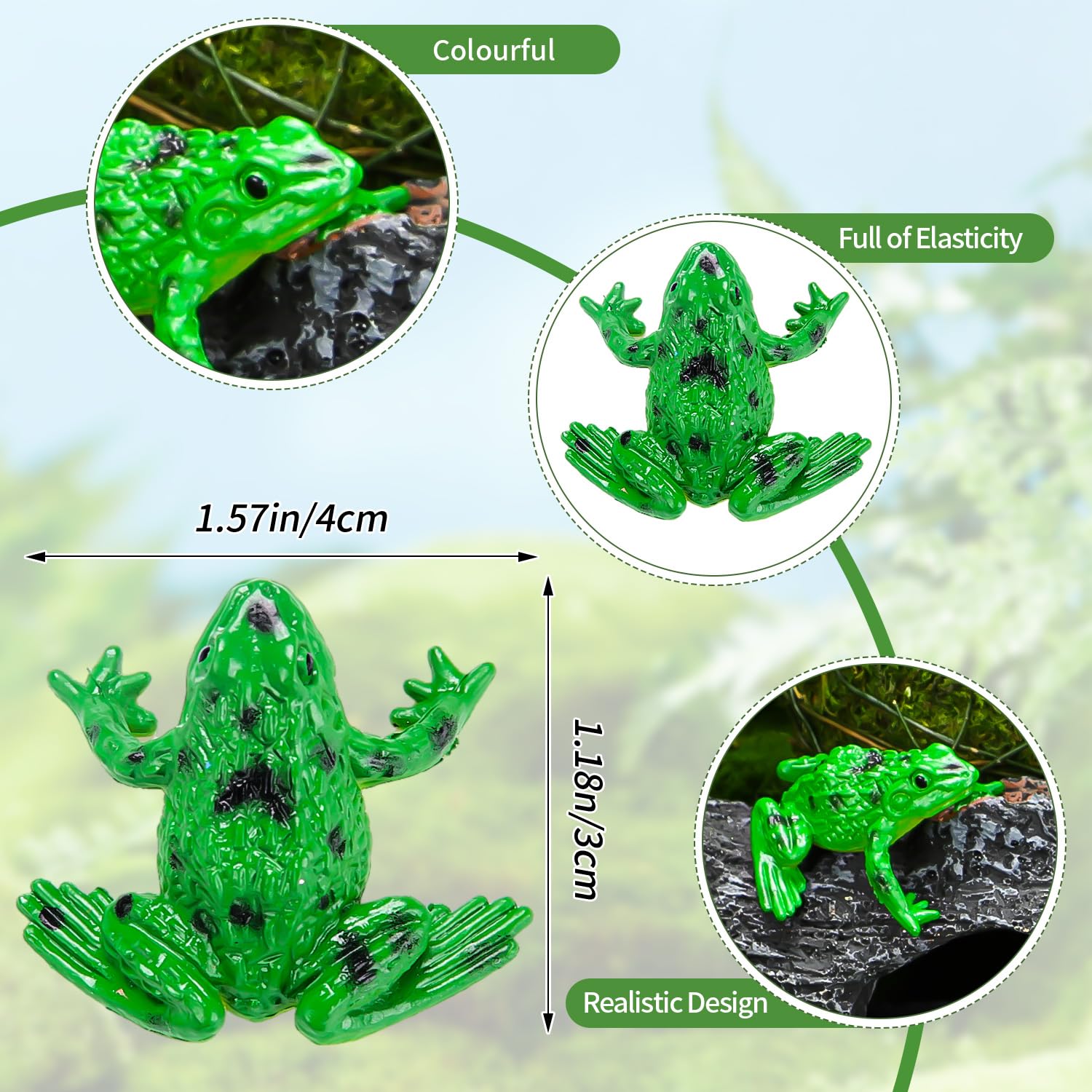 36 Mini Plastic Frog Toys – Realistic Small Frog Figures for Kids, Bulk Set for Dioramas, Sensory Play, and Bath Fun