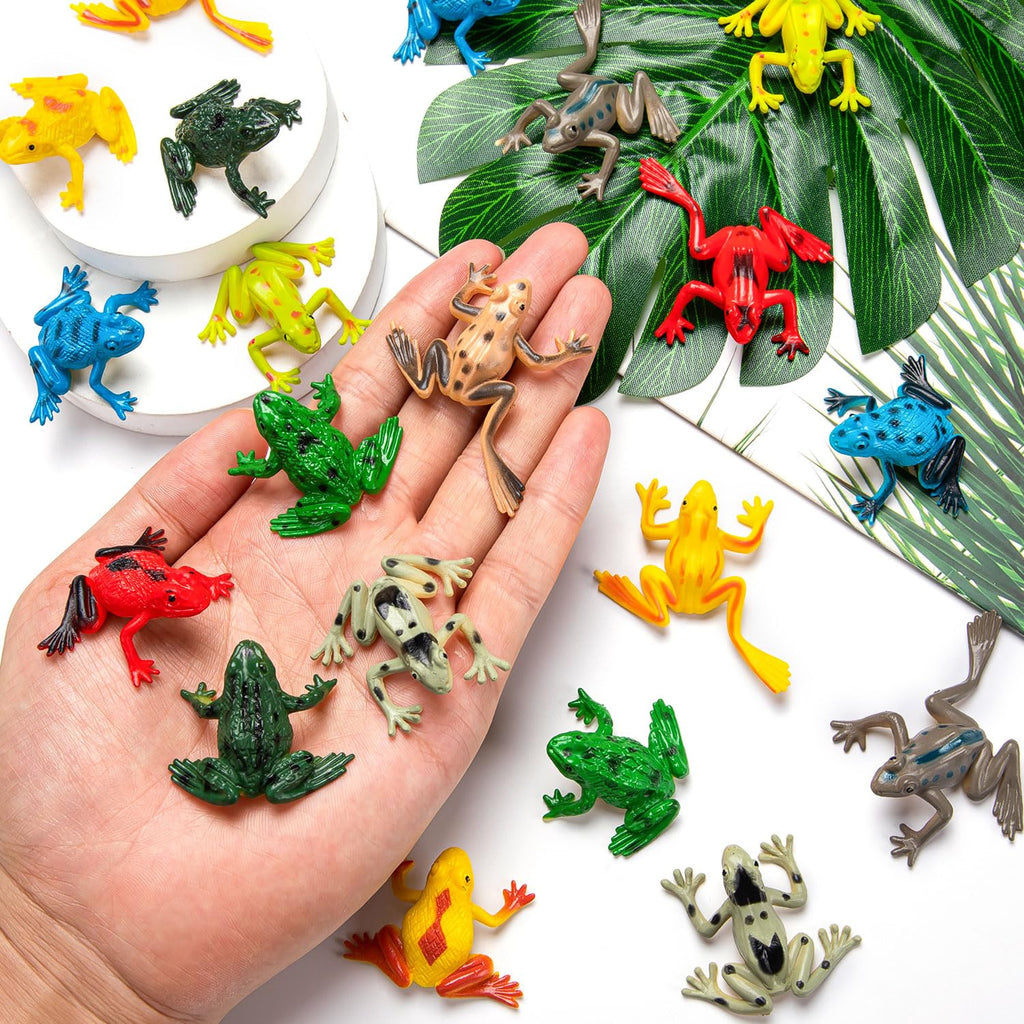 36 Mini Plastic Frog Toys – Realistic Small Frog Figures for Kids, Bulk Set for Dioramas, Sensory Play, and Bath Fun