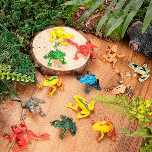 36 Mini Plastic Frog Toys – Realistic Small Frog Figures for Kids, Bulk Set for Dioramas, Sensory Play, and Bath Fun