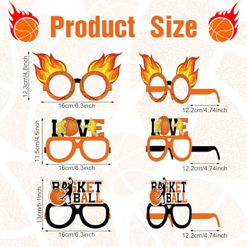36 Pack Basketball Paper Glasses Frames – Party Favors, Photo Booth Props for Kids Sports Theme