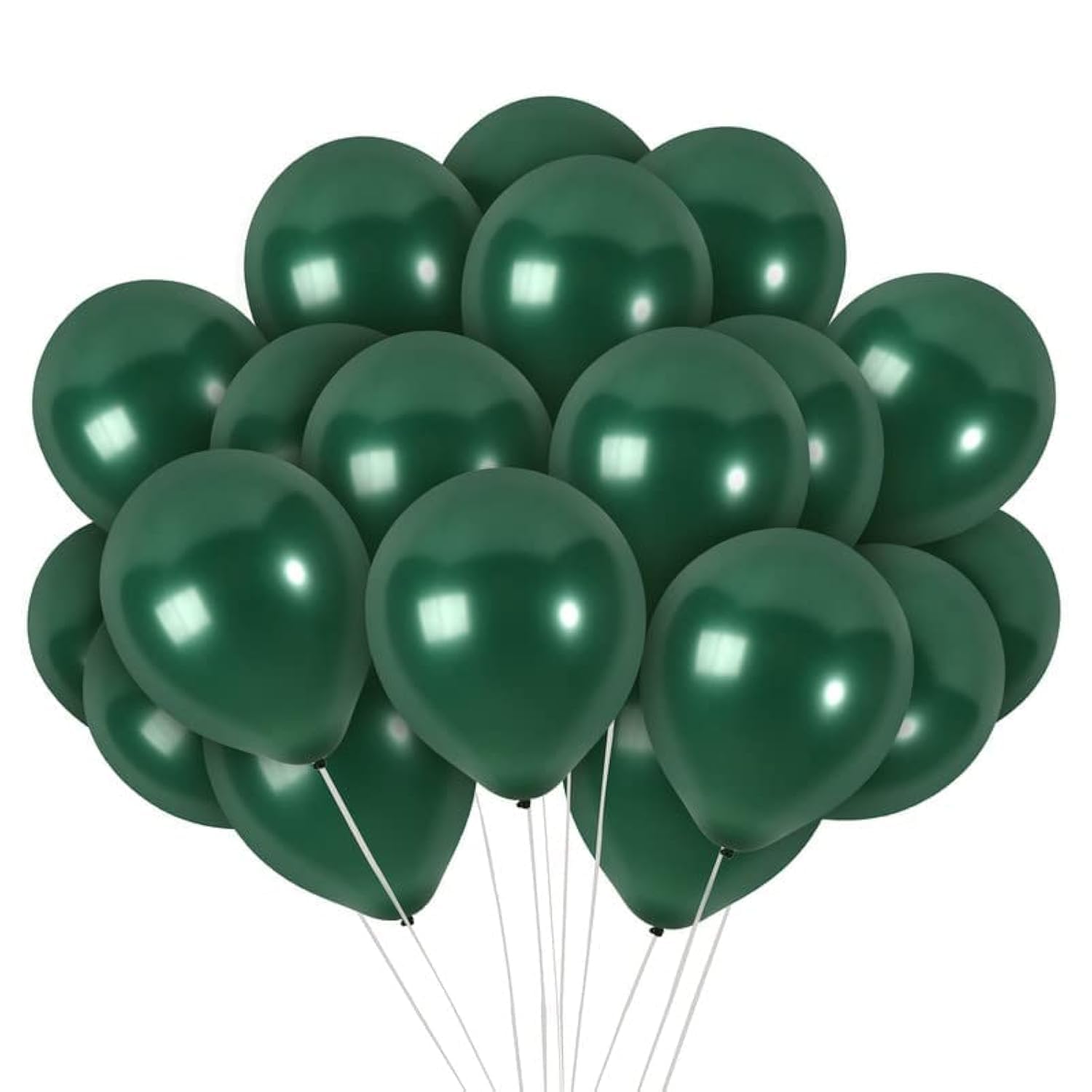 36 Pack Emerald Green Metallic Balloons – 12 Inch Latex Pine Green Balloons with Ribbon for Parties