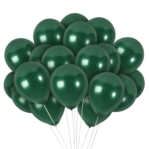 36 Pack Emerald Green Metallic Balloons – 12 Inch Latex Pine Green Balloons with Ribbon for Parties