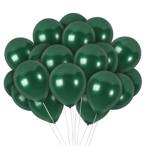 36 Pack Emerald Green Metallic Balloons – 12 Inch Latex Pine Green Balloons with Ribbon for Parties