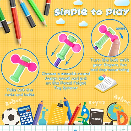 36 Pack Fidget Pencil Toppers – Colorful Plastic Spinning Tops for ADHD, Autism, Anxiety & Stress Relief