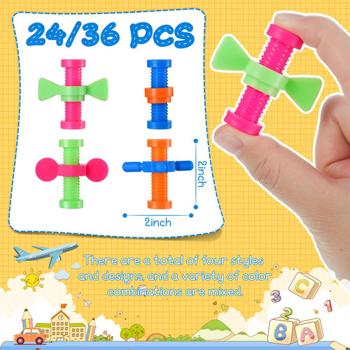 36 Pack Fidget Pencil Toppers – Colorful Plastic Spinning Tops for ADHD, Autism, Anxiety & Stress Relief
