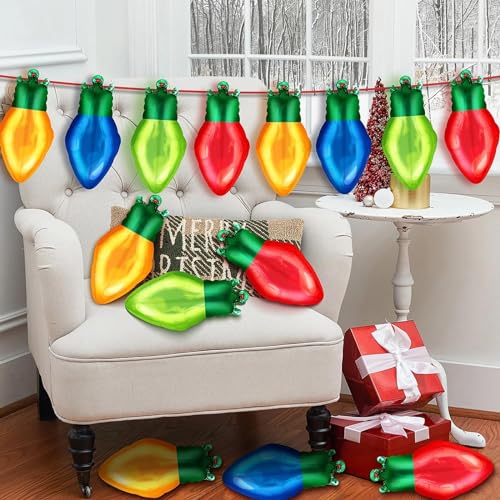 36 Pack Light Bulb Foil Balloons – Red, Green, Yellow, Blue Mylar Party Decorations