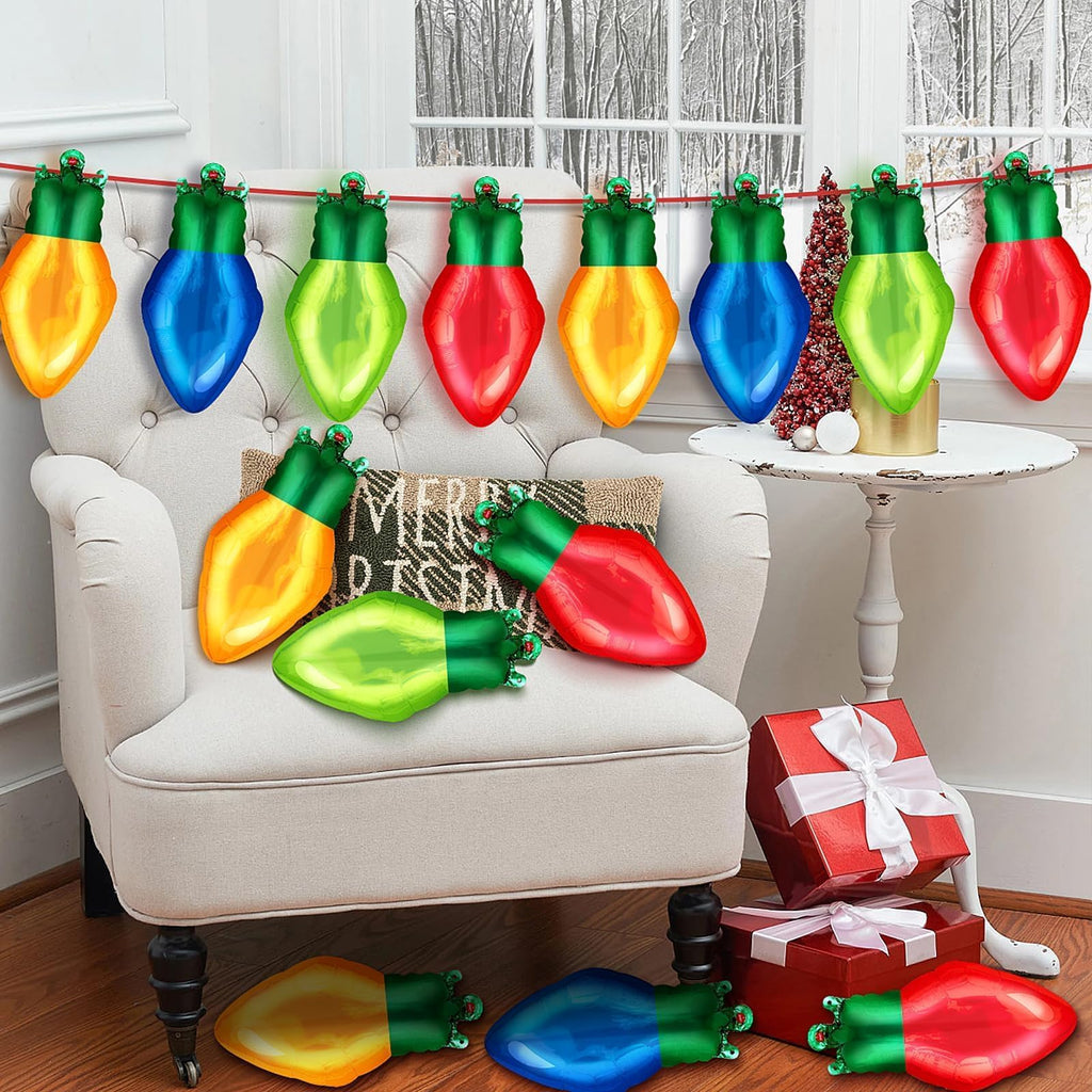 36 Pack Light Bulb Foil Balloons – Red, Green, Yellow, Blue Mylar Party Decorations
