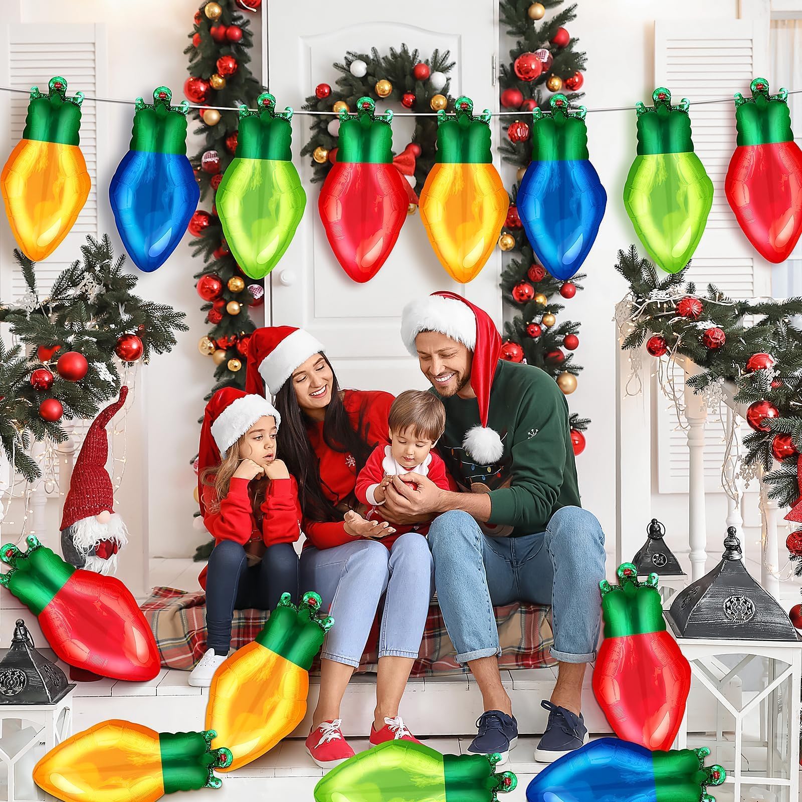 36 Pack Light Bulb Foil Balloons – Red, Green, Yellow, Blue Mylar Party Decorations