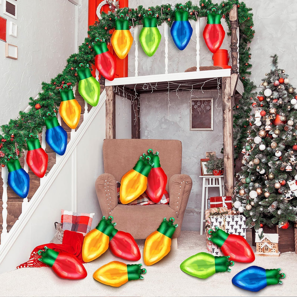 36 Pack Light Bulb Foil Balloons – Red, Green, Yellow, Blue Mylar Party Decorations