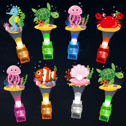 36 Pack Under the Sea LED Finger Lights – Ocean-Themed Party Favors with Glow-in-the-Dark Animal Projections