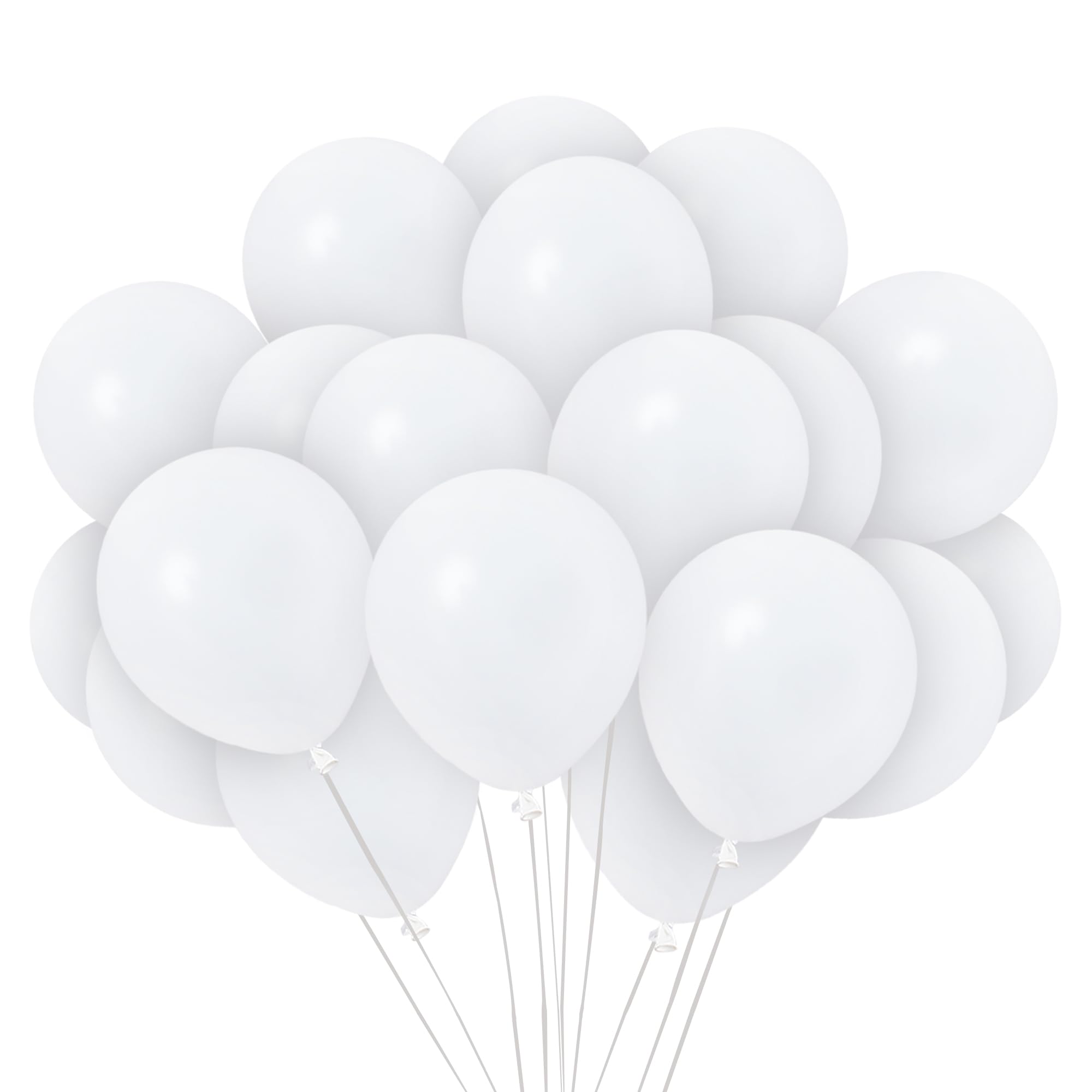 36 Pack White Matte Balloons 12 Inch Latex by Treasures Gifted - Includes Ribbon for Party Decor