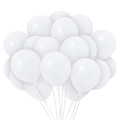 36 Pack White Matte Balloons 12 Inch Latex by Treasures Gifted - Includes Ribbon for Party Decor