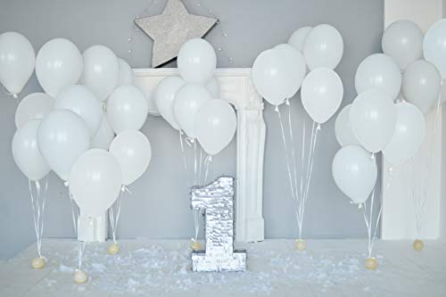 36 Pack White Matte Balloons 12 Inch Latex by Treasures Gifted - Includes Ribbon for Party Decor