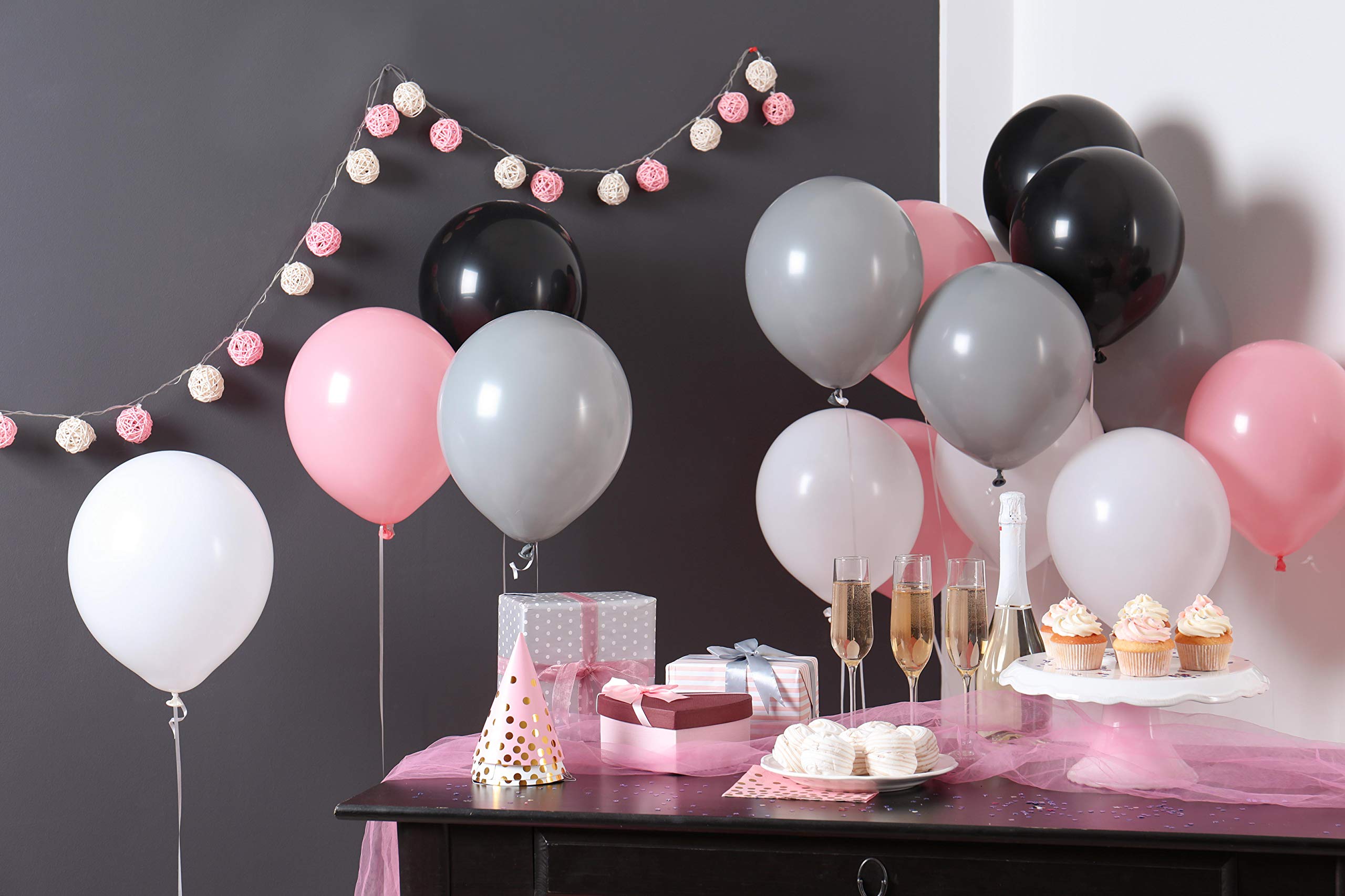 36 Pack White Matte Balloons 12 Inch Latex by Treasures Gifted - Includes Ribbon for Party Decor