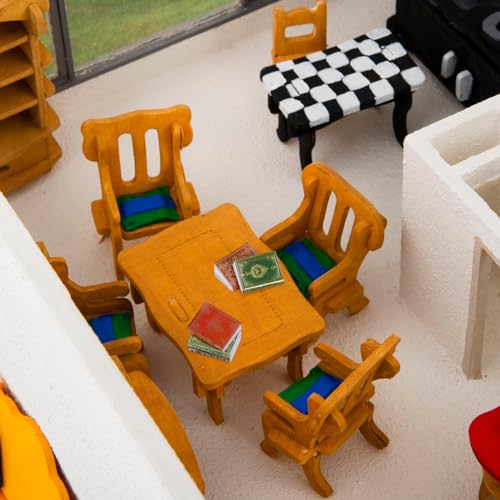 36 Pcs 1:12 Scale Miniature Dollhouse Books with White Wooden Bookcase, 4-Shelf Display Stand
