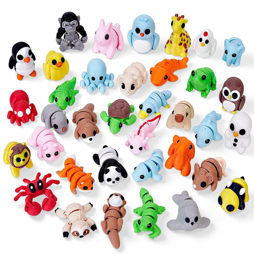 36 PCS Mini 3D Printed Articulated Animals Set – Wild, Zoo & Sea Creatures for Kids