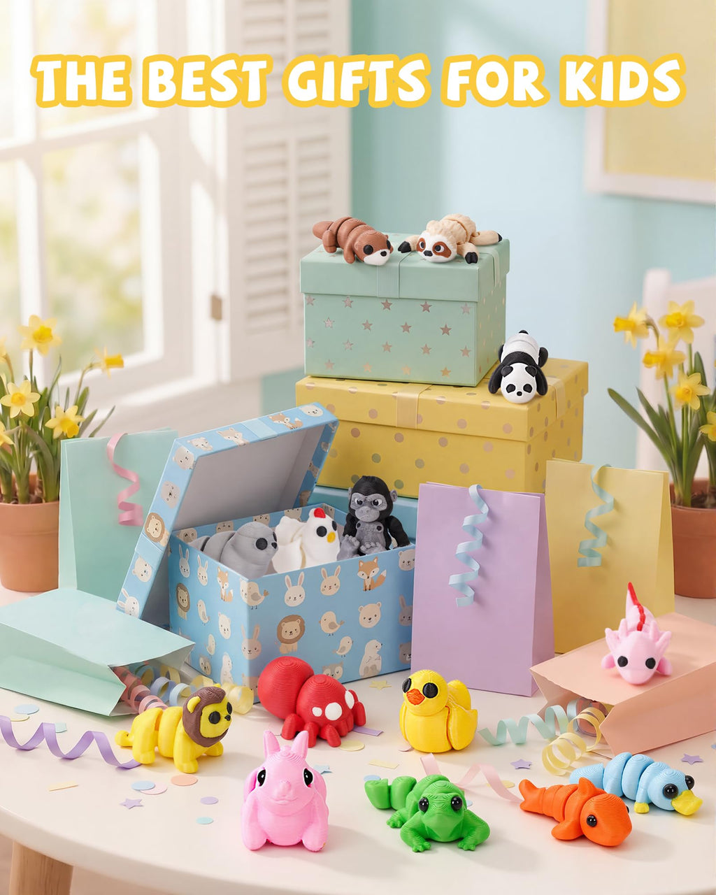 36 PCS Mini 3D Printed Articulated Animals Set – Wild, Zoo & Sea Creatures for Kids