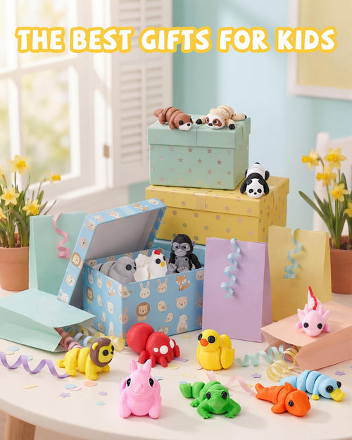 36 PCS Mini 3D Printed Articulated Animals Set – Wild, Zoo & Sea Creatures for Kids
