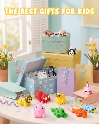 36 PCS Mini 3D Printed Articulated Animals Set – Wild, Zoo & Sea Creatures for Kids