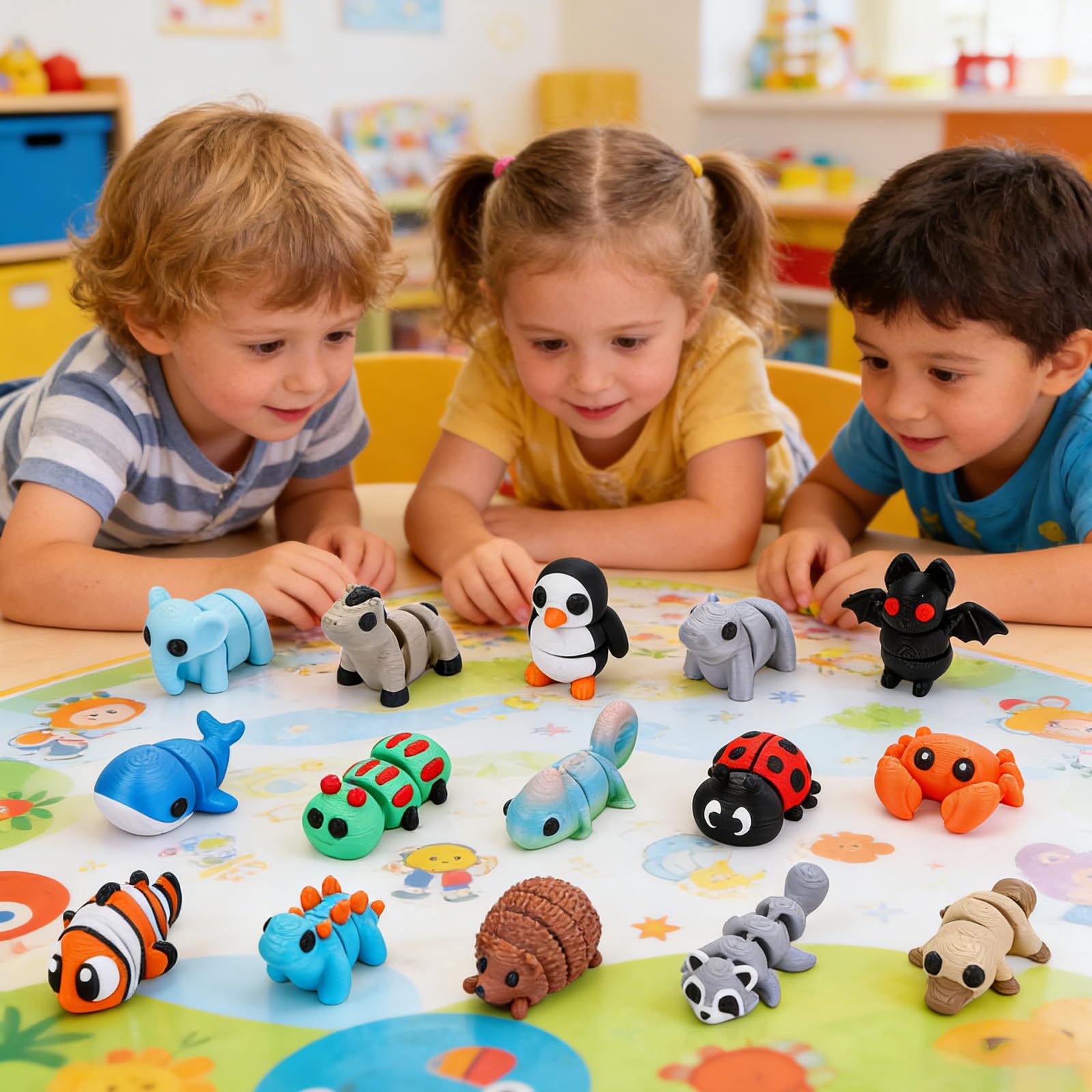 36-Piece 3D Printed Articulated Animal Set - Fidget Toys, Classroom Rewards, Party Favors